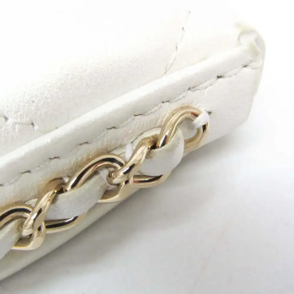 CHANEL White Pearl Leather Wallet